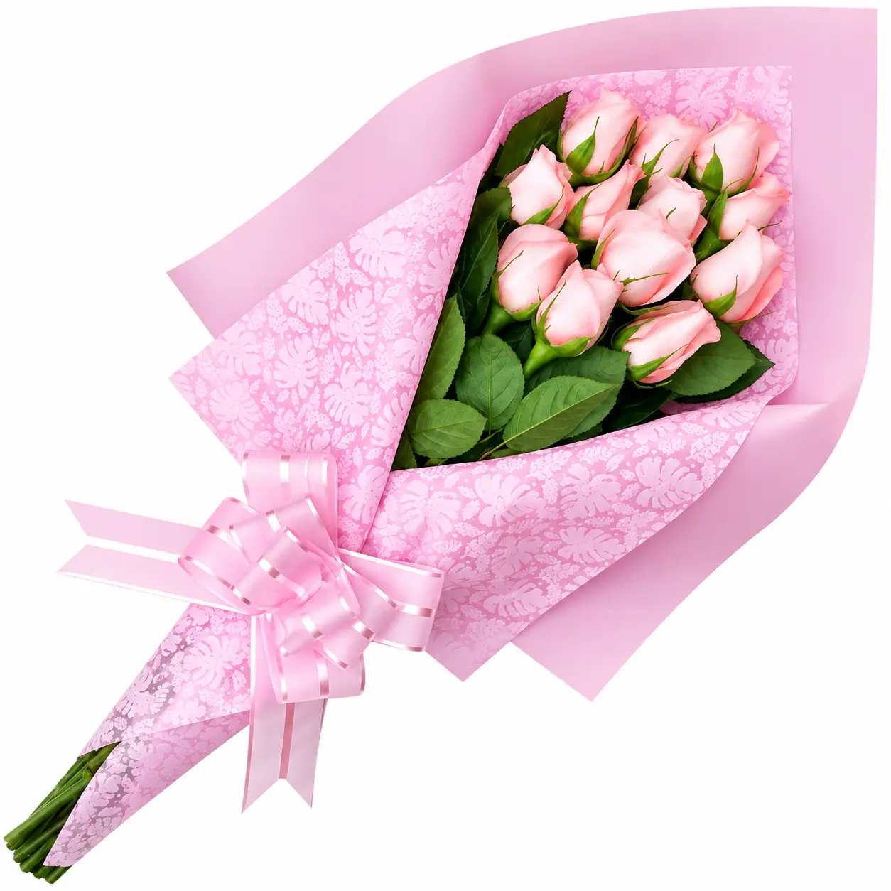 Ramo de doce rosas rosadas para amor romántico elegante ideal para aniversario o sorpresa especial con entrega a domicilio en Lima